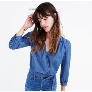 MADEWELL DENIM WRAP TOP